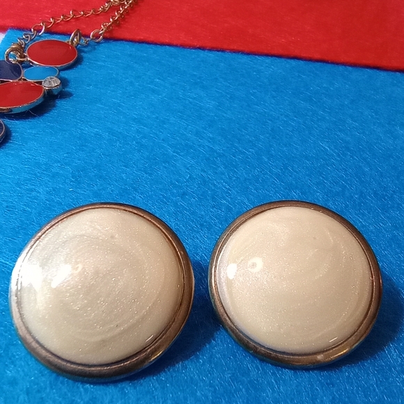 Charming Charlie Red, White & Blue Enamel Bib Necklace AND Enamel Post Earrings - Picture 3 of 5